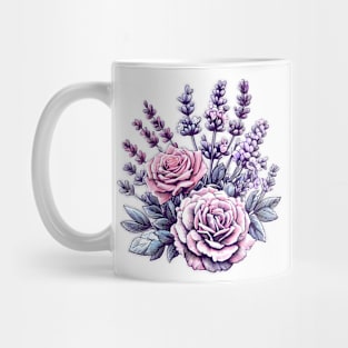 Blossoms in Harmony: Roses and Lavenders Mug